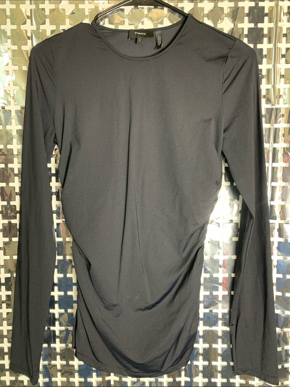 Theory Black Long Sleeve Top With Ruching